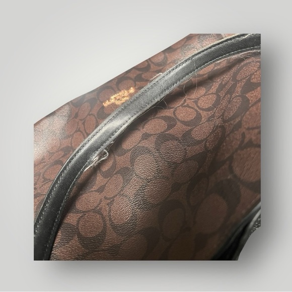 Coach Hallie Shoulder Bag In Signature Canvas Brown / Black F80298 & Wallet - Picture 10 of 16